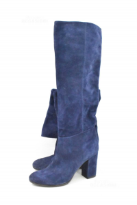 Boots Woman Via Rome 15 Suede Blue Nn 40