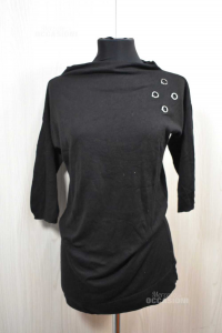 T-shirt Long Fiorella Ruby Black With Holes Size S