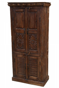 Armadio / Credenza alta antica con ante recuperi portali indiani in legno di teak recuperato #VI7
