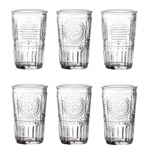 Confezione 6 Bicchieri in vetro trasparente, Romantic, 34 cl