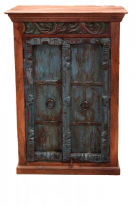 Armadietto in legno di mango con anta vecchio portale in legno di teak indiano #VI30