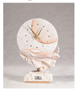Orologio scultura Cartapietra con base 28x18x8,5 cm Luna Cipria 41817CP