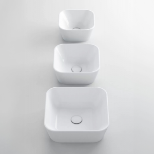 Polished white ceramic countertop washbasin Build collection