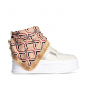 Sneakers platform mid beige con foulard Liu Jo