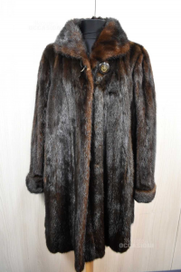 Fur In Real Mink Fur With Button Brown And Sleeves Risvoltate Size L