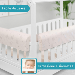 Completo per letto da neonato - con paracolpi per lettino modulare - 17  pezzi - beige e turchese - 60 x 120 cm - Mamma Happy