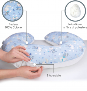 Cuscino allattamento multiuso sfoderabile azzurro/avorio Babysanity