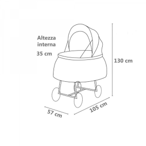 Romantica Carrozzina Culla in Vimini Completa Rosa per Neonati