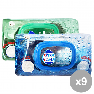 Set 9 FRESH&CLEAN Salviette Milleusi Apertura Rigida CLASSIC X 72 Pezzi Igienici sanitari