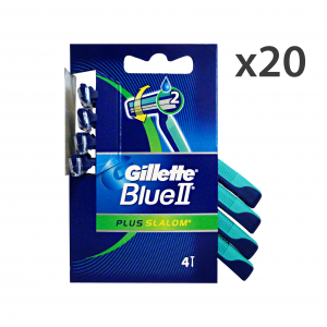 GILLETTE Set 20 Blue Ii Slalom Plus R&G X 4 Pezzi Prodotti Per Rasatura