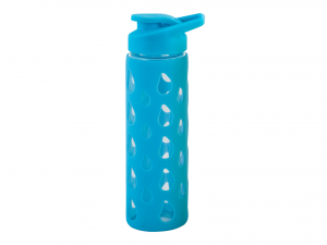 H&H Set 3 Bottiglia Borosilicato/Silicone Azzurra Tappo Plastica 0,55 Cl