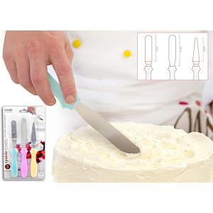 HABI Set 6 Confezione 3 spatole per dolci acciaio inox Pasticceria e Cake Design
