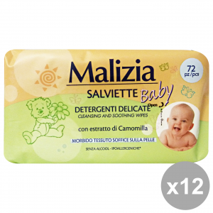 MALIZIA Set 12 Salviette Baby X 72 Pezzi Linea Bimbo