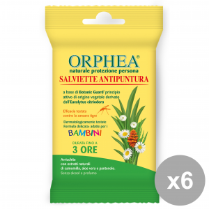 ORPHEA Set 6 Salviette Antipuntura Bimbi X 15 Pezzi Articoli Per Insetti