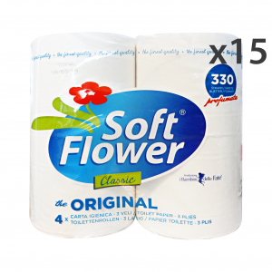 SOFT FLOWER Set 15 X 4 Compatta Profumata Carta Igienica Accessori per il bagno