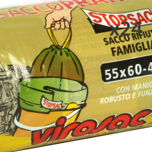 VIROSAC Set 24 Sacchi 55X60 Verde Maniglie 15 Pezzi Riordino