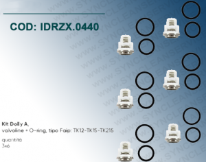 Kit Dolly A (Cod: KIT A - 21080200) IDROBASE(zx.0440) valido per pompe TK12, TK15, TK215 (FAIP) composto da valvoline + O-ring
