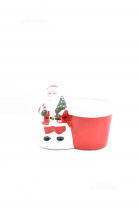 Vaso In Ceramica Con Babbo Natale 16 X 13 Cm