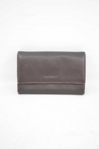 Wallet Woman Laura Biaggiotti In Evra Leather Brown 17x10 Cm
