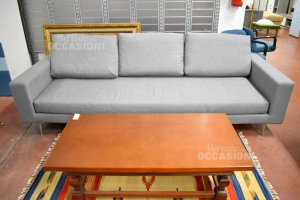 Sofa Grau 3 Sitzplätze Beine Stahl
