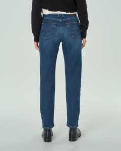 Jeans PA305 straight blu stone washed in cotone stretch