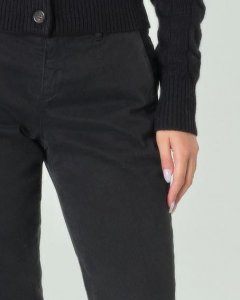 Pantaloni chino neri a vita alta in misto cotone e lyocell