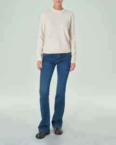 Jeans a zampa blu lavaggio scuro in cotone stretch e vita media