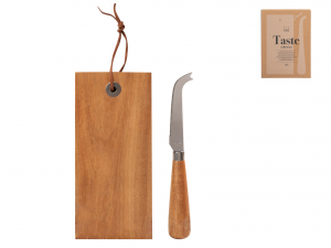 Set coltello e tagliere Taste in legno di acacia 10x22 cm