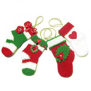 Mini calzette di Natale colorati ad uncinetto 6x12 cm - 4 PEZZI - Crochet by Patty