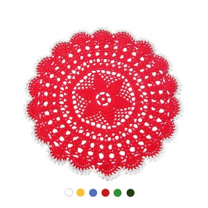 Centrino Natalizio rosso e argento ad uncinetto 26.5 cm - Crochet by Patty