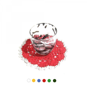 Sottobicchiere Natalizio rosso e argento ad uncinetto 12 cm - Crochet by Patty