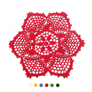 Centrino Natalizio rosso e argento ad uncinetto 24.5 cm - Crochet by Patty