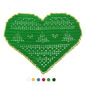 Centrino Natalizio verde e oro con alberelli ad uncinetto 26x18 cm - Crochet by Patty