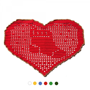 Centrino Natalizio rosso e oro con calzetta ad uncinetto 29.5x19.5 cm - Crochet by Patty