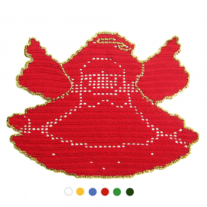 Centrino angelo Natalizio rosso e oro ad uncinetto 33x25.5 cm - Crochet by Patty