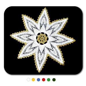Centrino Natalizio bianco e oro ad uncinetto 53 cm - Crochet by Patty