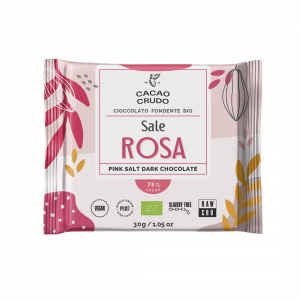 Tavoletta di Cacao Crudo Fondente al Sale Rosa 30 grammi