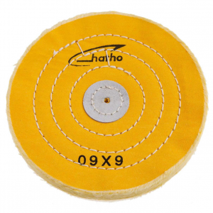 Spazzola in tela per lucidare Hatho Mira, cotone, giallo, Ø 150 x 18 mm, impregnato, cucito