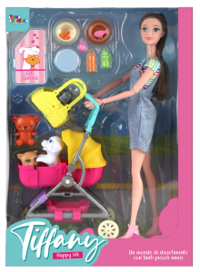 Tiffany - Bambola con carrozzina e accessori
