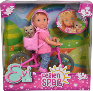 Evi Love - Bambola con Bicicletta, Cane e Zaino