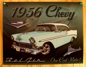 Chevy Chevrolet 1956 Bel Air Targa in Metallo USA 40 x 31 cm