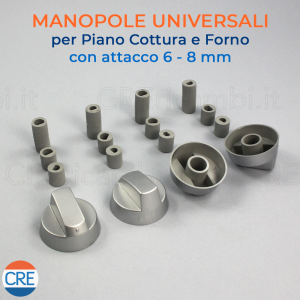 Kit Universale Grigio 4 Manopole con Innesto Attacco da 6 / 8 mm