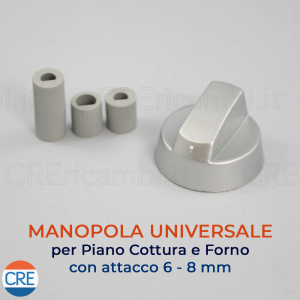 Kit Universale Grigio 1 Manopola con Innesti Attacchi 6 / 8 mm