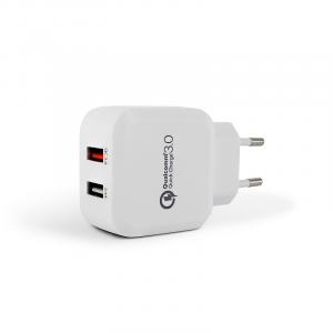 Caricatore da rete 2 x USB-A Quick Charge 3.0 + 2,4A - bianco