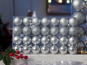 Set 28 palline di Natale silver in plastica