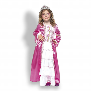 Costume carnevale Principessa Pinky S 3 - 4 anni bambina vestito fucsia rosa bianco fascia argentata