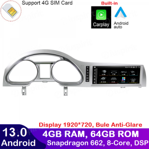 ANDROID navigatore per Audi Q7 2010-2015 CarPlay Android Auto 10.25 pollici 4GB RAM 64GB ROM Octa-Core Bluetooth GPS WI-FI