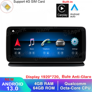 ANDROID navigatore per Mercedes Classe CLS W218 2011-2012 NTG 4.0 CarPlay Android Auto 10.25 pollici 4GB RAM 64GB ROM Octa-Core Bluetooth GPS WI-FI