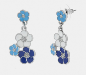 By Simon - Orecchini in Metallo con fiori blu, azzurri e bianchi