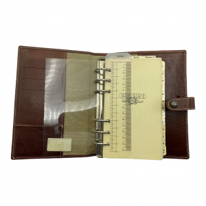 Full Time Agenda Organizer In Pelle Vera Marrone Elegante 13x20  Intercambiale